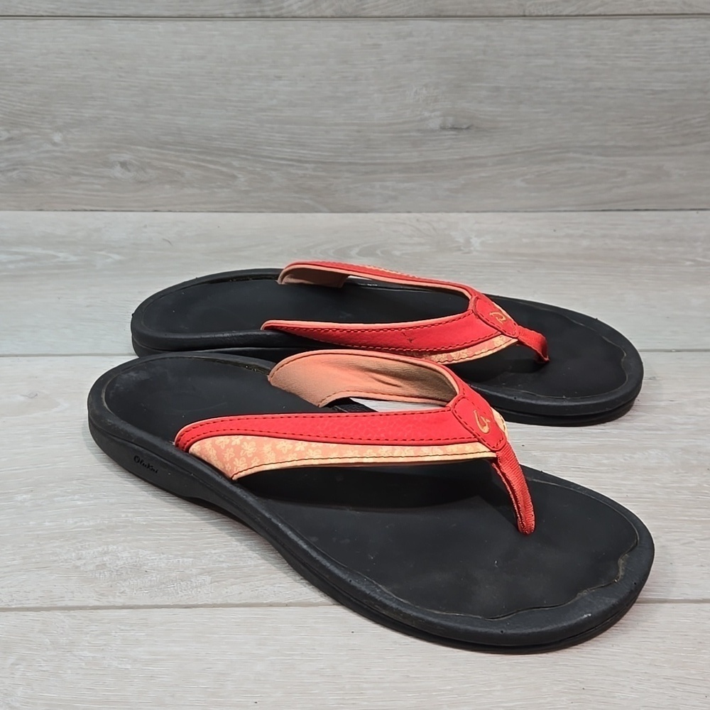 Olukai Women Ohana Thong Leather Straps Flats Shoes Sz 8